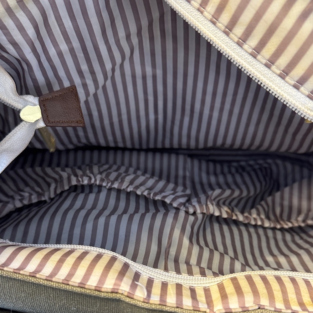 Little Unicorn Olive Canvas Leather Backpack Diaper Bag Waterproof Lining - Picture 8 of 11